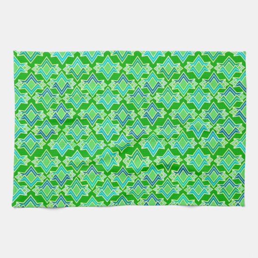 Art Deco Wallpaper Pattern, Jade Green Theedoek (Horizontaal)