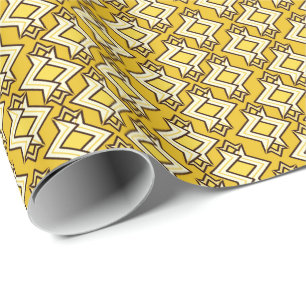 Art Deco Wallpaper Pattern, Mustard Gold Cadeaupapier