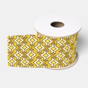 Art Deco Wallpaper Pattern, Mustard Gold Grosgrain Lint