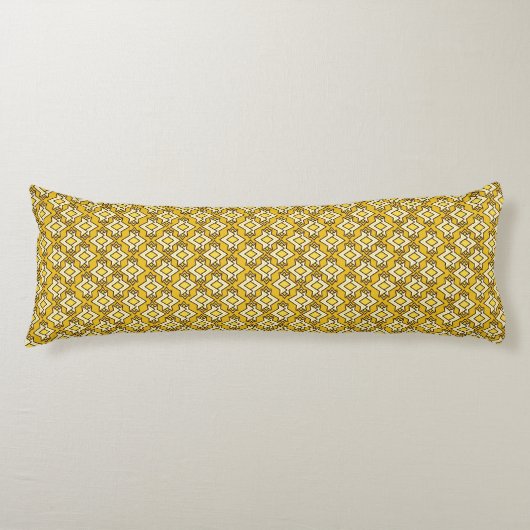 Art Deco Wallpaper Pattern, Mustard Gold Lichaamskussen (Voorkant)