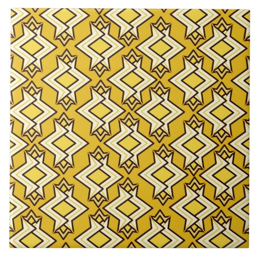 Art Deco Wallpaper Pattern, Mustard Gold Tegeltje (Voorkant)