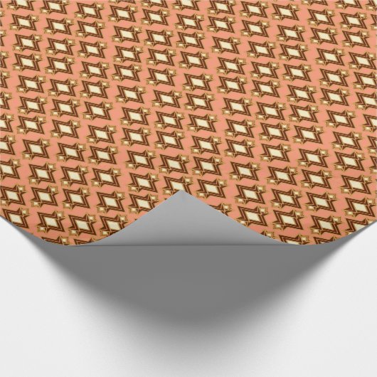 Art Deco Wallpaper Pattern, Terracotta / Rust Cadeaupapier (Hoek)