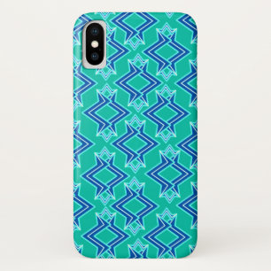 Art Deco Wallpaper Pattern, Turquoise en Cobalt iPhone X Hoesje