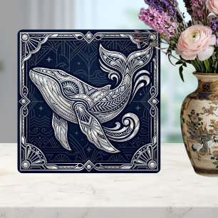 Art Deco Walvis Moeder van Parel Zeevaart Marine Tegeltje
