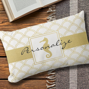 Art Deco Wave Goud Glitter Zeepaard Buitenkussen