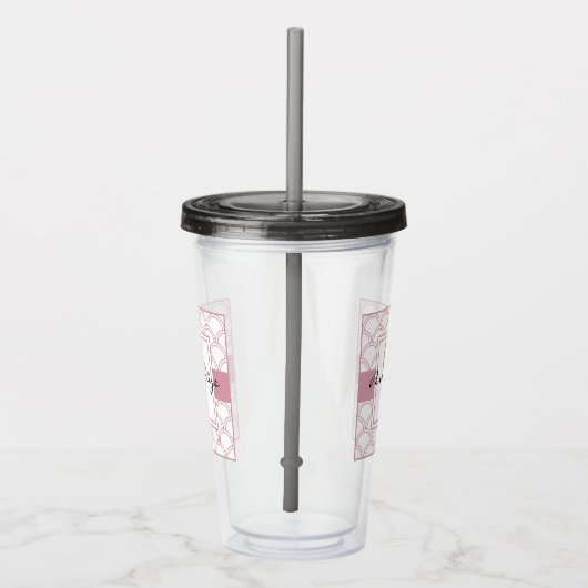 Art Deco Wave Patten Pink Flamingo Acryl Drinkbeker (Rechts)