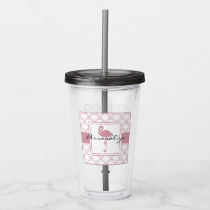 Art Deco Wave Patten Pink Flamingo Acryl Drinkbeker