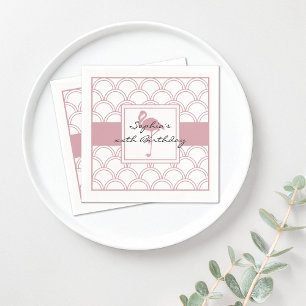 Art Deco Wave Patten Pink Flamingo Beach Servet