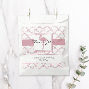Art Deco Wave Patten Pink Flamingo Birthday Bedankzakje