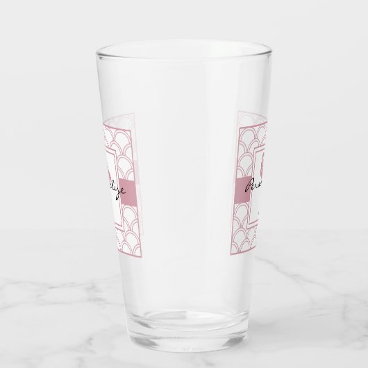 Art Deco Wave Patten Pink Flamingo Glas (Rechts)