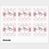 Art Deco Wave Patten Pink Flamingo Hartelijk dank Vierkante Sticker (Vel)