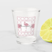 Art Deco Wave Patten Pink Flamingo Shot Glas (Voorkant)