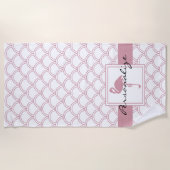 Art Deco Wave Patten Pink Flamingo Strandlaken (Voorkant)