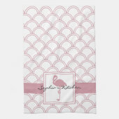 Art Deco Wave Patten Pink Flamingo Theedoek (Verticaal)