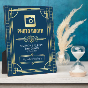 Art Deco Weddenschap Foto Booth Gold Blue Sign Fotoplaat