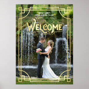 Art Deco Weddenschap Ontvang je Foto Welkomstteken Poster
