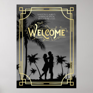 Art Deco Weddenschappen Ontvangst Welkom Onderteke Poster
