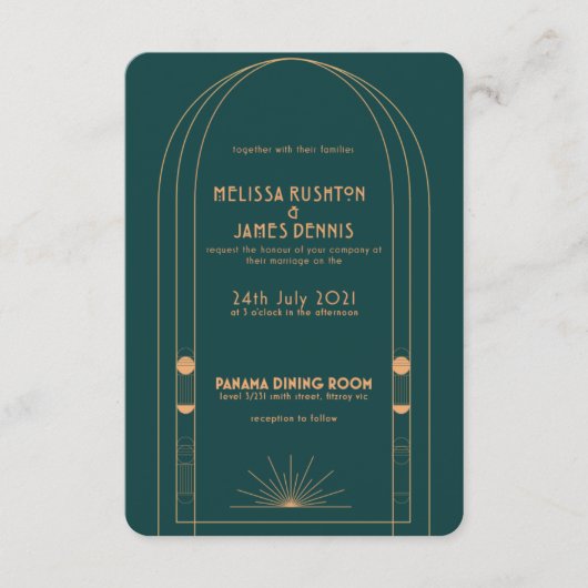 Art Deco Weddin Uitnodiging Informatiekaartje (Voorkant)