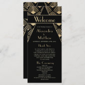 Art Deco Wedding Black Gold Twenties  Programma (Voorkant / Achterkant)