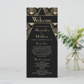 Art Deco Wedding Black Gold Twenties  Programma (Staand voorkant)