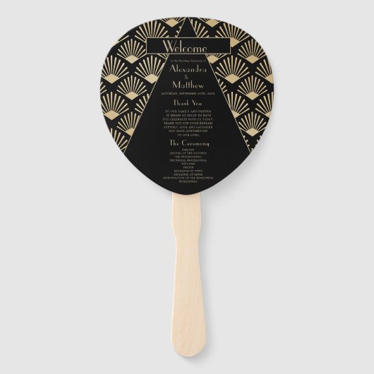 Art Deco Wedding Black Roaring Twenties  Handwaaier (Voorkant)