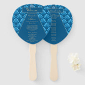 Art Deco Wedding Blue Roaring Twenties Handwaaier (Voorkant en achterkant)