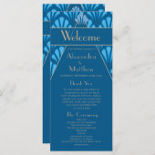 Art Deco Wedding Blue Roaring Twenties  Programma (Voorkant / Achterkant)