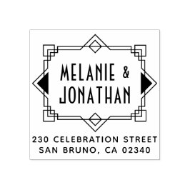 Art Deco Wedding Border Return-adres Rubberstempel