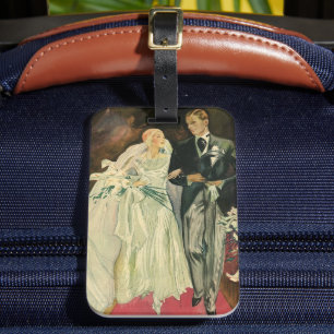  Art Deco Wedding Bride en Groom Passen getrouwd Bagagelabel