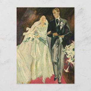 Art Deco Wedding Bride en Groom Passen getrouwd Briefkaart