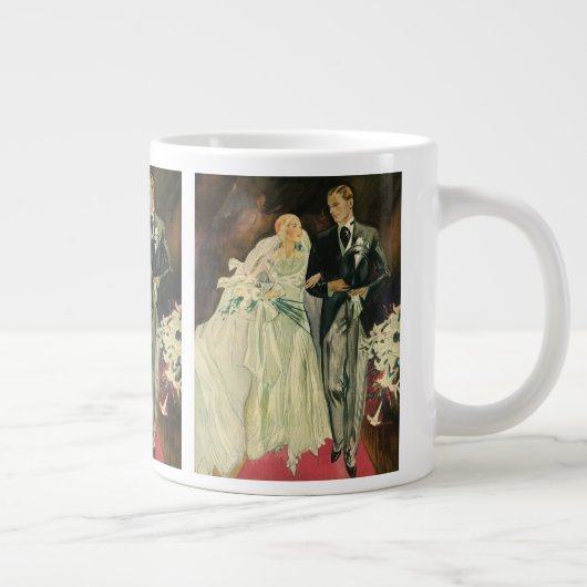 Art Deco Wedding Bride en Groom Passen getrouwd Jumbo Mok (Rechts)