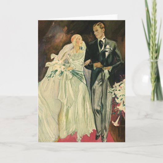  Art Deco Wedding Bride en Groom Passen getrouwd Kaart (Voorkant)