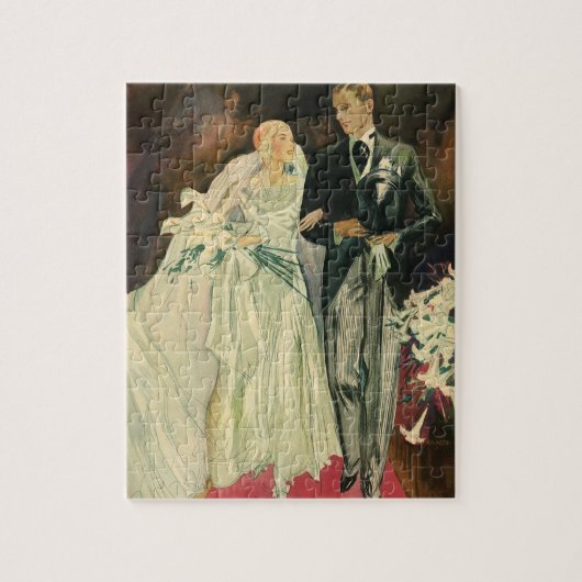  Art Deco Wedding Bride en Groom Passen getrouwd Legpuzzel (Verticaal)