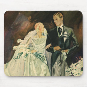  Art Deco Wedding Bride en Groom Passen getrouwd Muismat