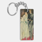 Art Deco Wedding Bride en Groom Passen getrouwd Sleutelhanger (Voorkant Links)