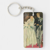 Art Deco Wedding Bride en Groom Passen getrouwd Sleutelhanger (Voorkant)
