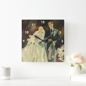  Art Deco Wedding Bride en Groom Passen getrouwd Vierkante Klok (Huis)
