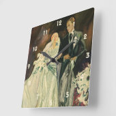  Art Deco Wedding Bride en Groom Passen getrouwd Vierkante Klok (Hoek)