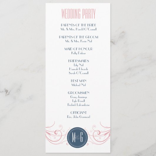 Art Deco Wedding Ceremony-programma Programma (Achterkant)