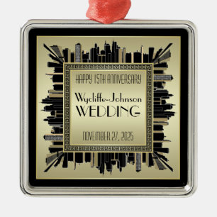 Art Deco Wedding Champagne Gold Gatsby Glamor Metalen Ornament