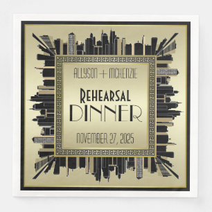 Art Deco Wedding Champagne Goud Repetitie Diner Servet