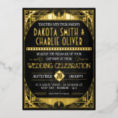 Art Deco Wedding Folie Uitnodiging (Voorkant)