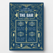Art Deco Wedding Gold Blue Open Bar Menu Fotoplaat (voorkant)