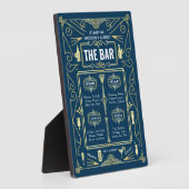 Art Deco Wedding Gold Blue Open Bar Menu Fotoplaat (Zijkant)