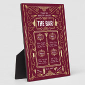 Art Deco Wedding Gold Burgundy Open Bar Menu Fotoplaat (Zijkant)