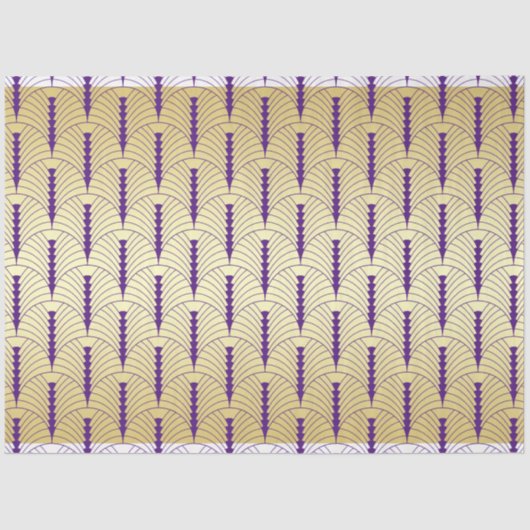 Art Deco Wedding Gold Paars Palmetto Pattern Tissuepapier (Voorkant)