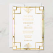 Art Deco Wedding | Goud en wit Kaart (Voorkant)