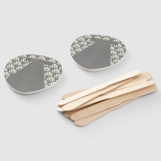 Art Deco Wedding Gray Roaring Twenties Handwaaier (Niet-gemonteerd)