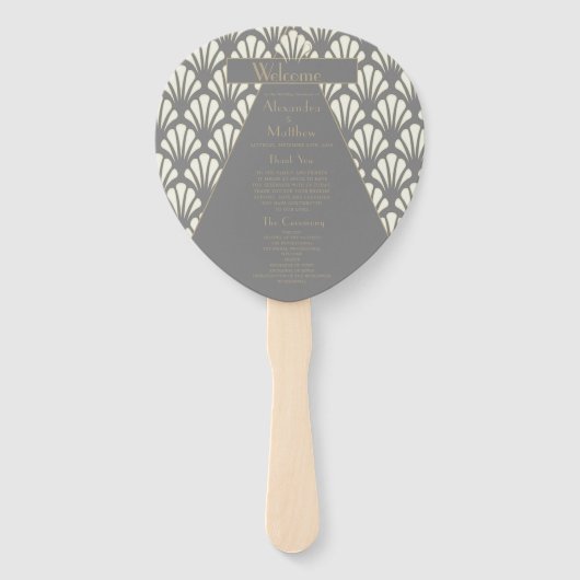 Art Deco Wedding Gray Roaring Twenties  Handwaaier (Voorkant)