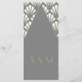 Art Deco Wedding Gray Roaring Twenties  Menu (Achterkant)
